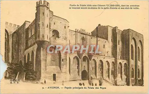 Cartes postales Avignon Facade du Palais des Papes Partie du Palais batie sous Clement