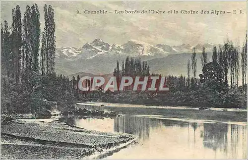 Cartes postales Grenoble Les bords de l'Isere et la chaine des Alpes