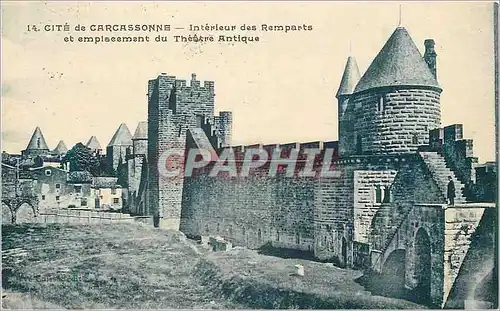 Cartes postales Cite de Carcassonne Interieur des Remparts et emplacement du Theatre Antique
