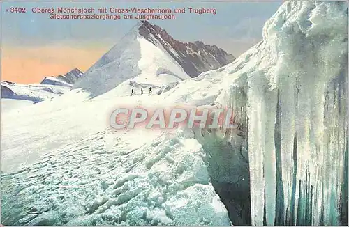 Cartes postales Oberes Monchsjoch mit Gross Viescherhorn und Trugberg Gletscherspaziergange am Jungfaujoch Alpin