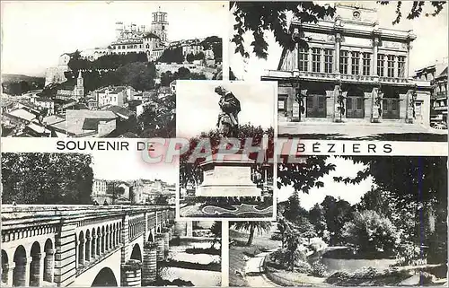 Moderne Karte Souvenir de Beziers Beziers Herault Cathedrale St Nazaire Le Theatre Statue de Riquet Le Pont Ca