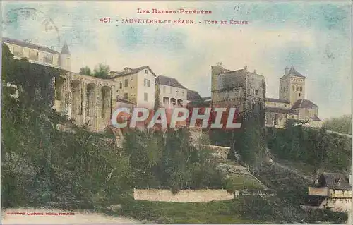 Ansichtskarte AK Les Banses Pyrenees Sauveterre De Bearn Tour et Eglise