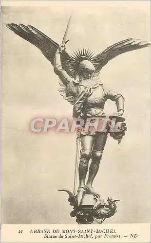 Cartes postales Abbaye du Mont Saint Michel Statue de Saint Michel par Fremiel