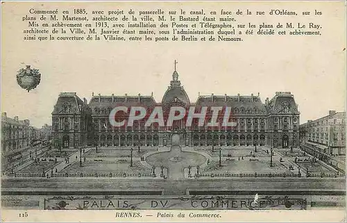 Cartes postales Rennes Palais du Commerce Commerce en avec project de passarelle sur le canal en face de rue d O