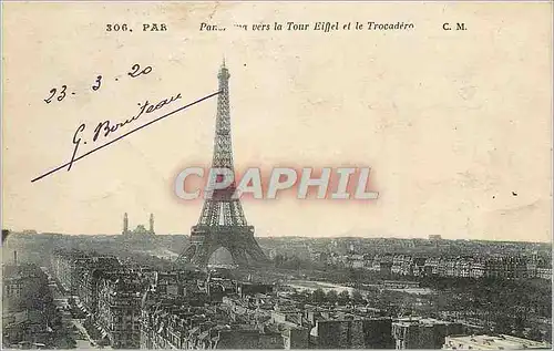 Ansichtskarte AK Paris Panorama vers la Tour Eiffel et le Trocadero