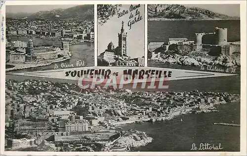 Cartes postales moderne Souvenir de Marseille Le vieux port Le ch�teau d'if Le littoral