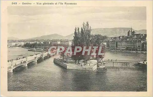 Cartes postales Geneve Vue generale et l Ile Rousseau