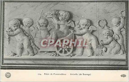 Cartes postales Palais de Fontainebleau Grisaille de Sauvage