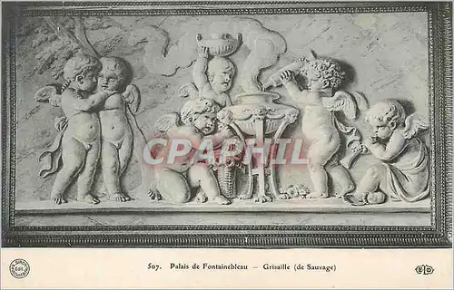 Cartes postales Palais de Fontainebleau Grisaille de Sauvage