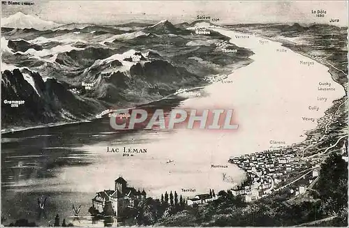 Cartes postales moderne Lac Leman Vue panoramique sur le Lac Leman le Chateau de Chillon Montreux et les Alpes