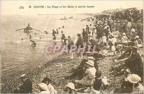 Cartes postales Dieppe La Plage et les Bains a maree haute