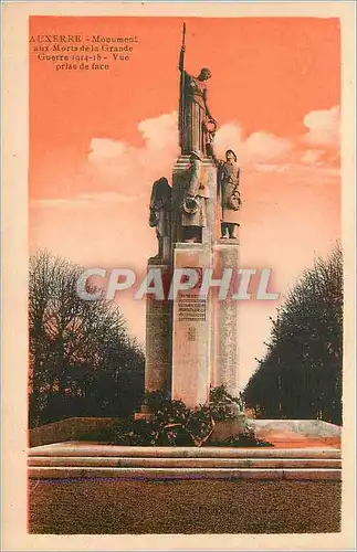 Cartes postales Auxerre Monument aux Morts de la Grande Guerre Vue prise de face