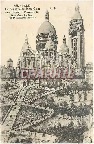 Cartes postales Paris La basilique du Sacre Coeur avec l Escalier Monumental