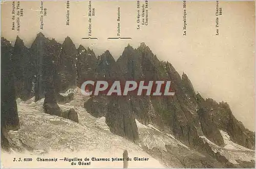 Cartes postales Chamonix Aiguilles de Charmoz prises du Glacier du Geant