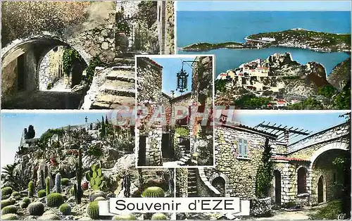 Moderne Karte Souvenir d Eze Eze Vieille rue Vue generale Chateau du Prince de Suede