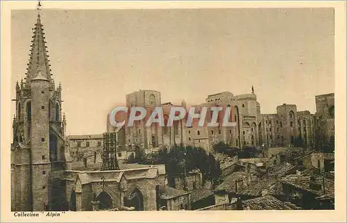 Cartes postales Collection Alpin Avignon Le Palais des Papes facade Occidentale et le Clocher de l Eglise Saint