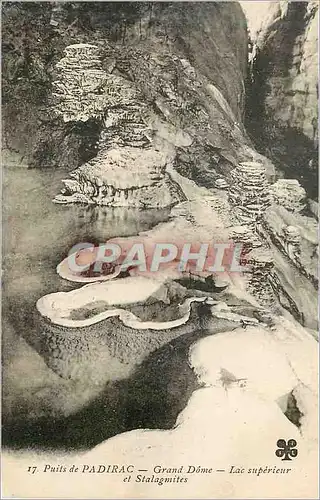 Cartes postales Puits de Padirac Grand Dome Lac superieur et Stalagmites