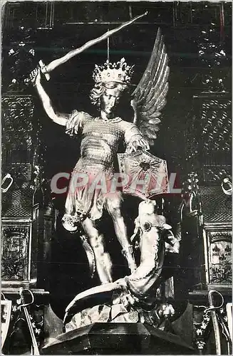 Cartes postales moderne Mont Saint Michel Eglise paroissiale Statue de l'Archange