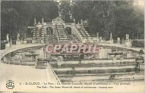 Cartes postales St Cloud Le Parc Le Grande Cascade details d architecture Vue generale