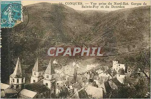 Cartes postales Conques Vue prise du Nord Est Gorges Sainte Foy et du Dourdou