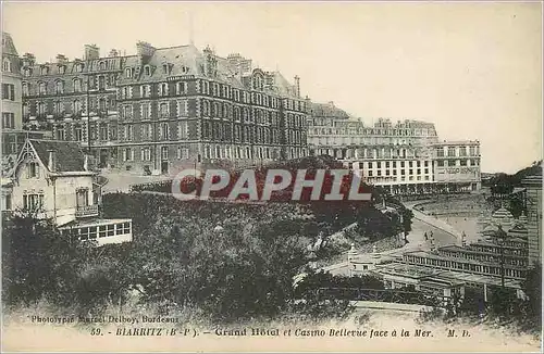 Cartes postales Biarritz Gand Hotel et Casino Bellevue face a la Mer