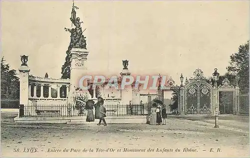 Cartes postales Lyon Entree du Parc de la Tete d Or et Monument des Enfants du Rhone