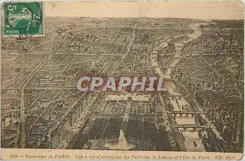 Ansichtskarte AK Panorama de Paris Vue a rol d oiseau sur les Tuileries le Louvre et l Est de Paris