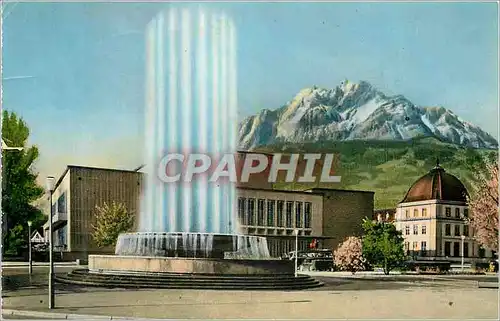 Cartes postales moderne Luzern Kunst und Kongresshaus mit Wagenbachbrunnen und Pilatus