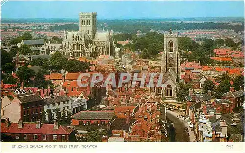 Cartes postales moderne St Johns Church and St Giles Street Norwich