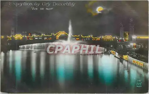 Moderne Karte Exposition des Arts Decoratifs Vue de Nuit Paris