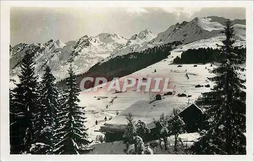 Moderne Karte La Clusaz Sports d Hiver L Arguille et la chaine des Aravis