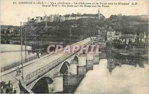 Cartes postales Chinon I et l Vue generale Le Chateae et le Ponts sur la Vienne AP