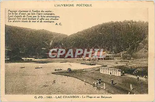 Ansichtskarte AK L Auvergne Poetique G d O Lac Chambon La Plage et ses Baigneurs