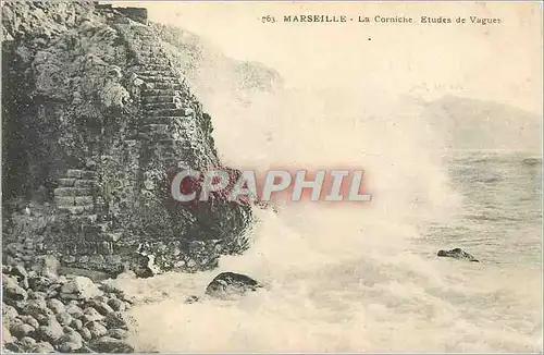 Cartes postales Marseille La Corniche Etudes de Vagues