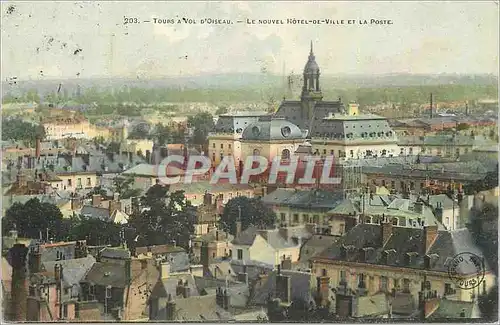 Cartes postales Tours a vol d Oiseau Le Nouvel Hotel de Ville et la Poste