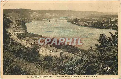 Cartes postales Elbeuf Seine Inf Jolie vue sur la Seine et le pont de fer