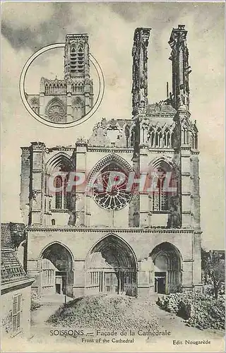 Cartes postales Soissons Facade de la Cathedrale