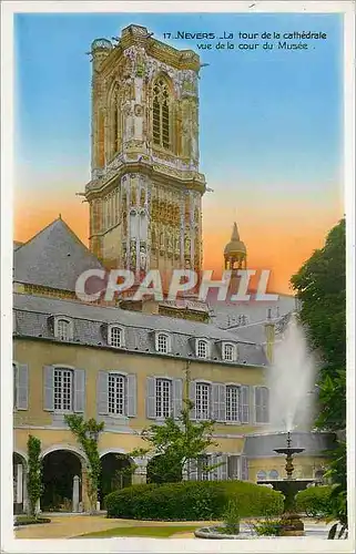 Moderne Karte Nevers La tour de la Cathedrale vue de la cour de Musee