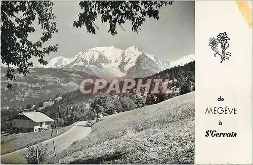 Moderne Karte De Megeve a St Gervais Le Mont Blanc vu de la route de Megeve a Saint Gervais les Bains