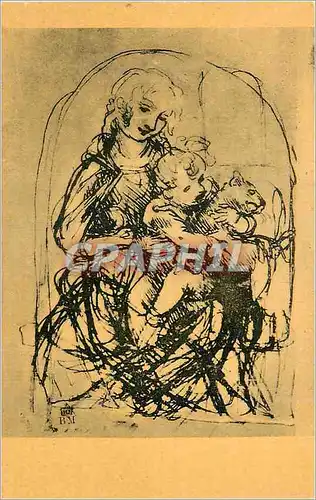 Cartes postales moderne Leonard de Vinci Leonardo ou Lionardo da Vinci dit La Vierge au chat Londres British Museum Cour