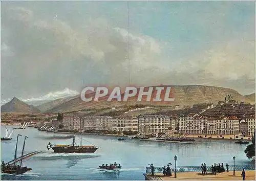 Moderne Karte L entree du port la cathedrale et le Mont Saleve
