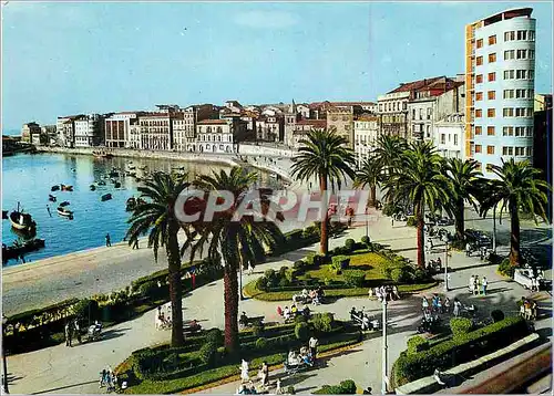 Cartes postales moderne Gijon Port et Jardins de la Reina