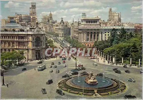 Cartes postales moderne Madrid Vue panoramique de la Place de la Cybelle et rue d alcala