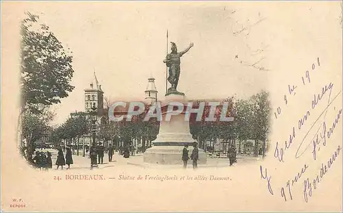 Cartes postales Bordeaux Statue et Vercingetorix et les allies Dameau (carte 1900)