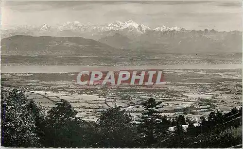 Cartes postales moderne La Route Blanche Paris Dijon Gex Geneve Panorama du Lac Leman et du Mont Blanc vu du Col de la F