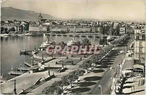 Cartes postales moderne Geneve Quai du Mont Blanc et vue sur la Ville