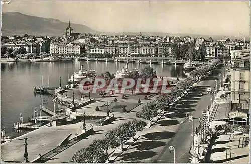 Moderne Karte Geneve Quai du Mont Blanc et vue sur la Ville