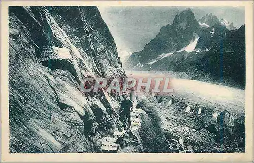 Ansichtskarte AK Chamonix Le Mauvais pas Mer de Glace Alpinisme