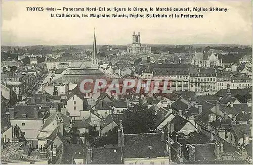 Ansichtskarte AK Troyes (Aube) Panorama Nord Est ou Figure le Cirque Le Marche Couvert L'Eglise St Remy