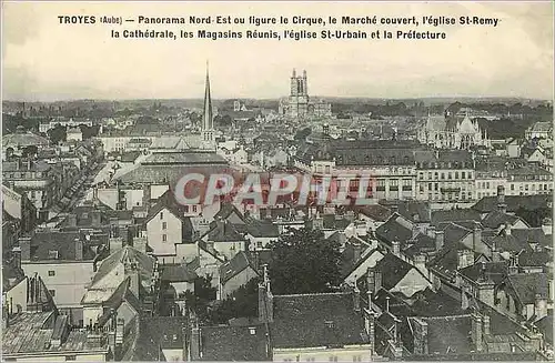 Cartes postales Troyes (Aube) Panorama Nord Est ou Figure le Cirque Le Marche Couvert L'Eglise St Remy